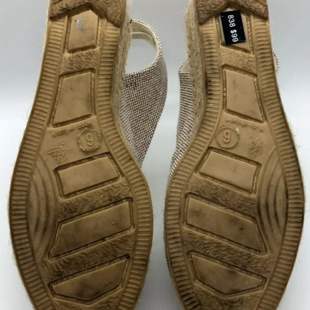 Sesto Women’s Espadrille Wedge Sandals Peep Toe Slip On Neutral Tan Summer Shoes